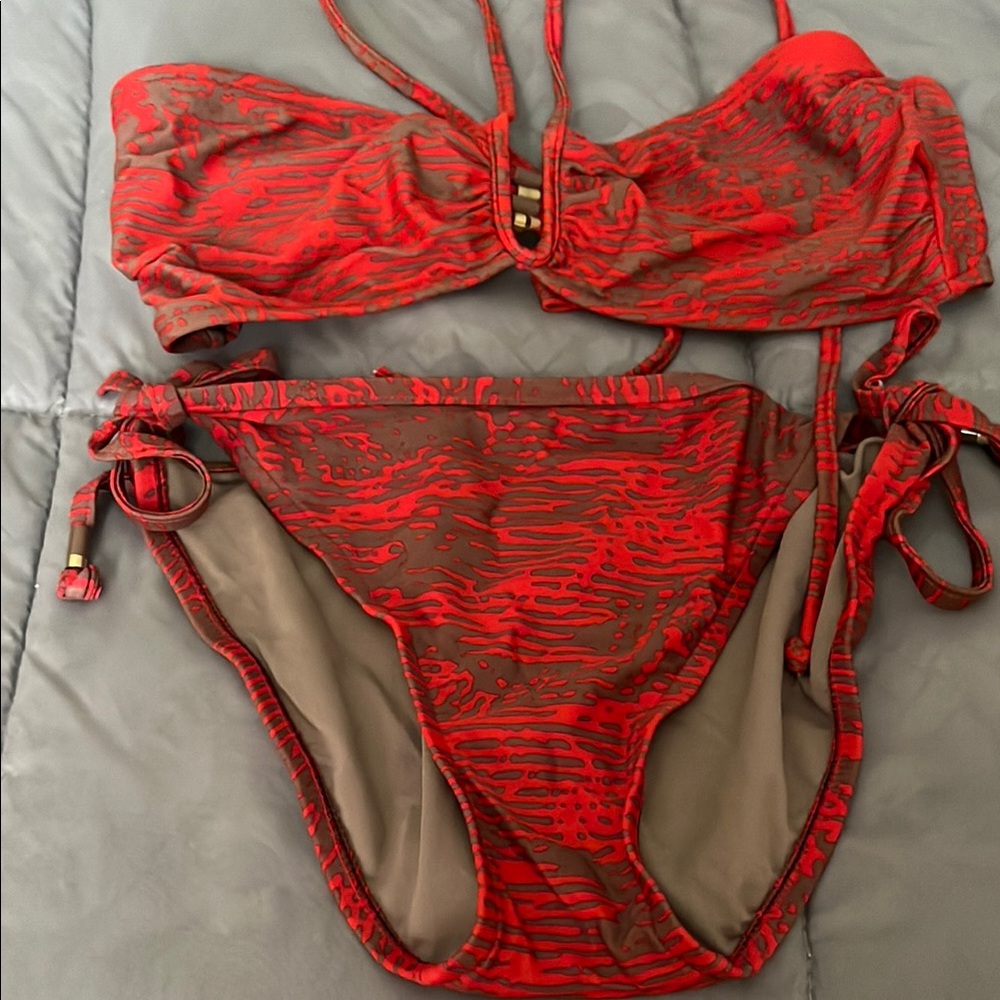 Mossimo Supply Co Red Bandeau Bikini Set